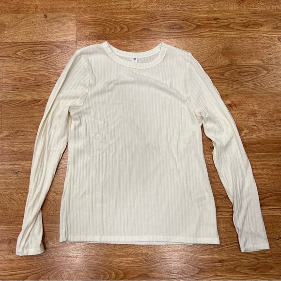 🤍Perfect white/creme wide ribbed knit long sleeve base shirt Nordstrom BP XL - Picture 3 of 4